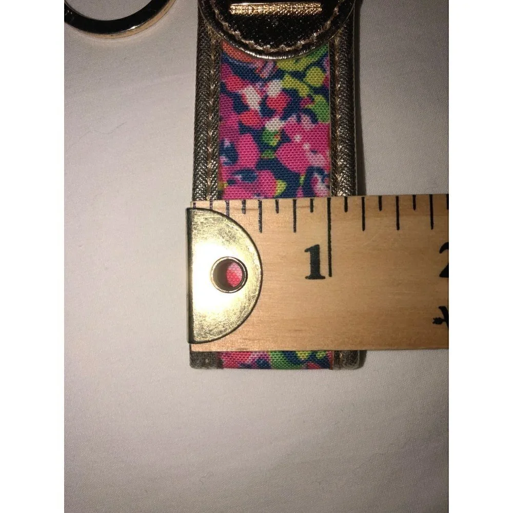 Lilly Pulitzer Wild Confetti Key Fob Ring Gold Pink Multi Color Metallic